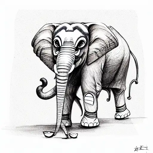 Monkey riding an elephant tattoo design idea