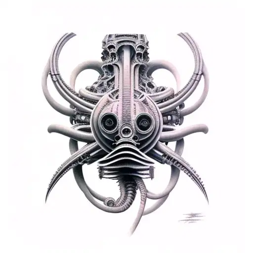 giger biomechanical sleeve tattoo design idea
