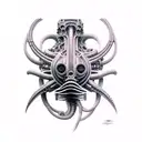 giger biomechanical sleeve tattoo design idea