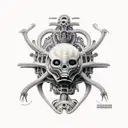 giger biomechanical sleeve tattoo design idea