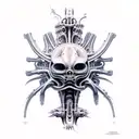 giger biomechanical sleeve tattoo design idea