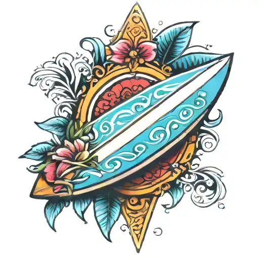 surfboard; palette shadow tattoo design idea