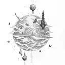 man falling sky tattoo design idea