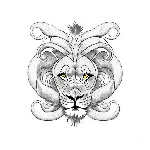 lion and scorpion tattoo design idea