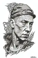 eminem face portrait tattoo design idea