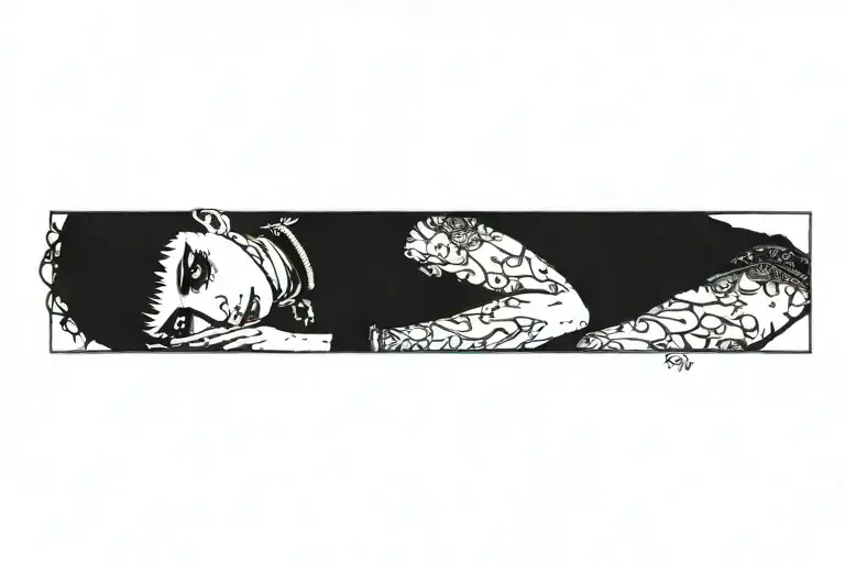 A Goth Girl Elf, watches or time tattoo design idea