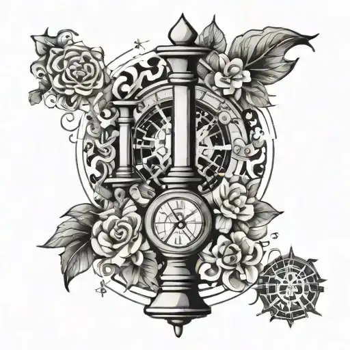 Create a tattoo featuring a stylized trading chart with candlestick patterns and price movements, surrounded by symbols of wealth and prosperity tattoo design idea