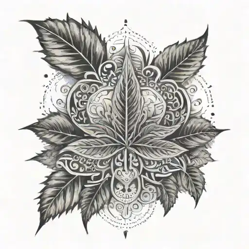 Incorporate elements of drug-related symbols like a cannabis leaf or a pill capsule into a mandala design representing balance and harmony in life choices tattoo design idea
