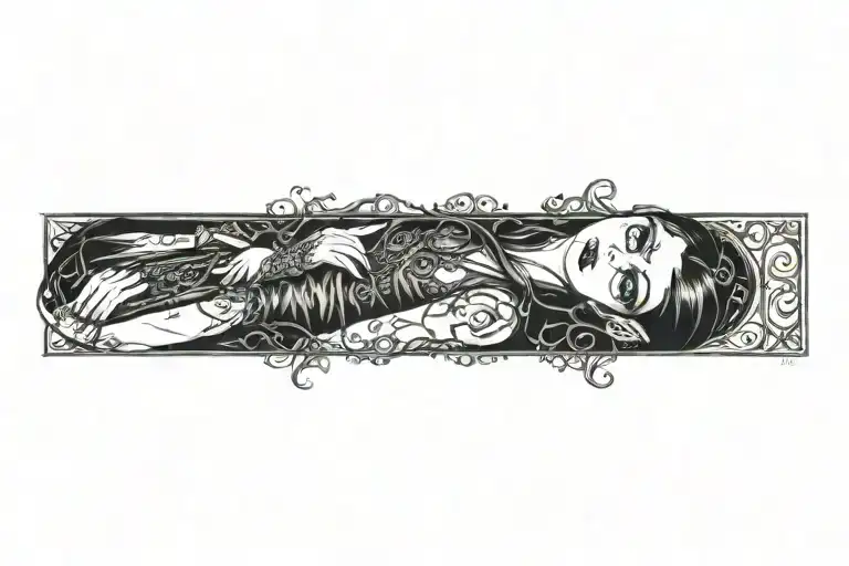 A Goth Girl Elf, watches or time tattoo design idea