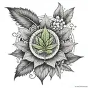 Incorporate elements of drug-related symbols like a cannabis leaf or a pill capsule into a mandala design representing balance and harmony in life choices tattoo design idea