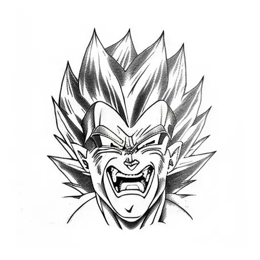 ssj majin vegeta badass smile blood and lightning tattoo design idea