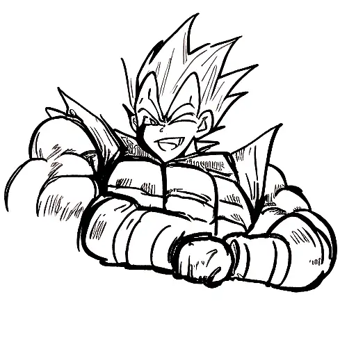 majin vegeta badass smile tattoo design idea