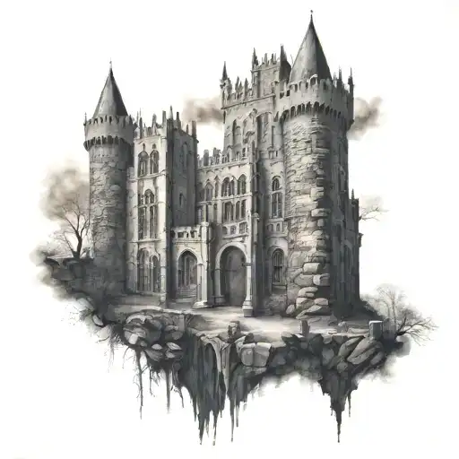 castle gothic towers dark  tattoo design idea