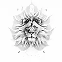 lion jungle clouds sun rays tattoo design idea