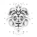 lion jungle clouds sun rays tattoo design idea