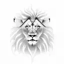 lion jungle clouds sun rays tattoo design idea