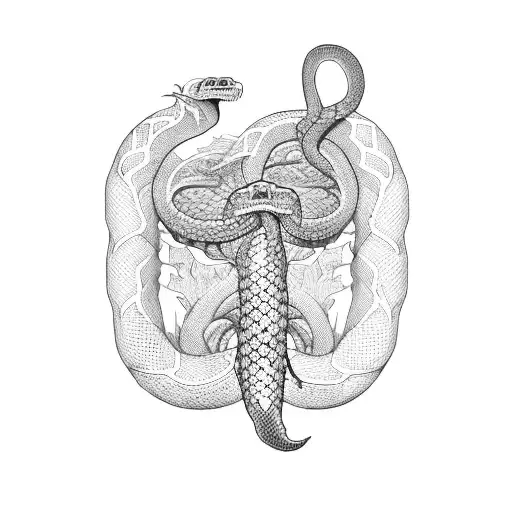 snake skeleton tattoo design idea