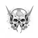 demon skull cut in half with slime between  tattoo design idea
