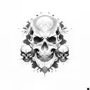 demon skull cut in half with slime between  tattoo design idea