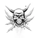 demon skull cut in half with slime between  tattoo design idea