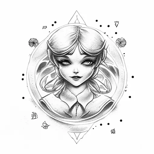 peter pan and alice in wonderland inspiration tattoo design idea