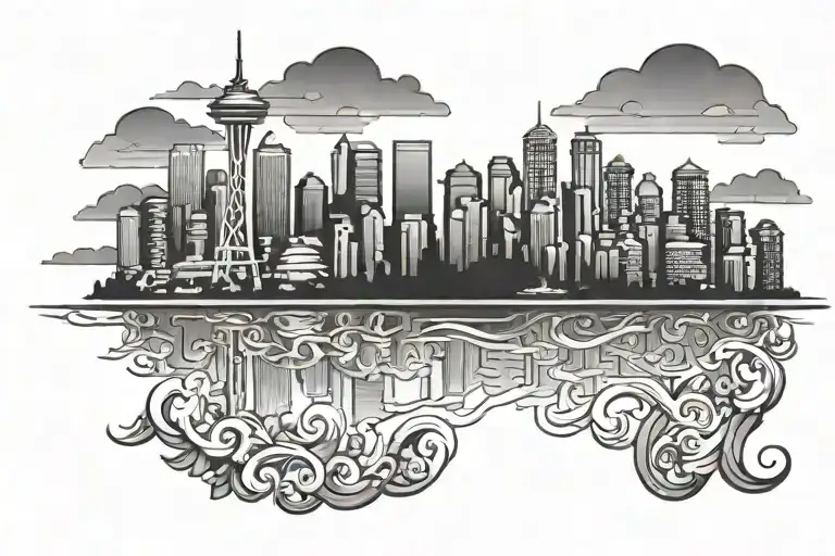 Vancouver skyline silhouette tattoo design idea