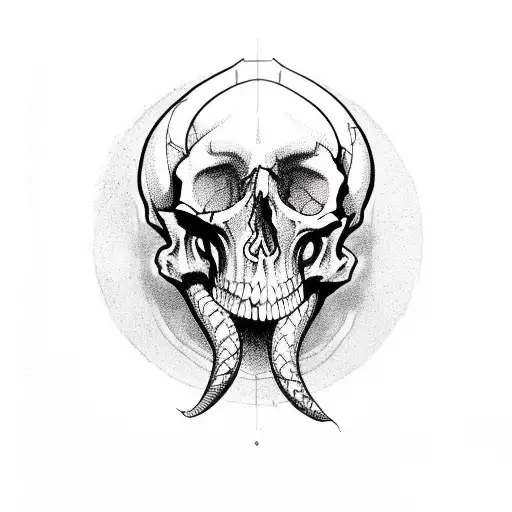 Snake with skull tattoo design idea
