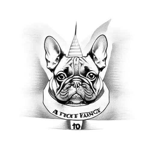 A stack of cash with a French bulldog sitting on top tattoo design idea