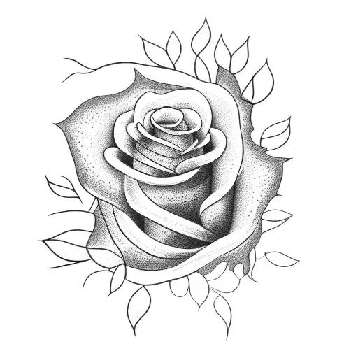 A blackwork tattoo of a rose and lily intertwined with vines and thorns tattoo design idea