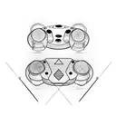 ps5 controller sketch with geometric design tattoo design idea