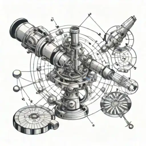 fusion of a telescope and microscope visualizing a planet made of DNA  tattoo design idea