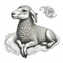 lamb laying tattoo design idea