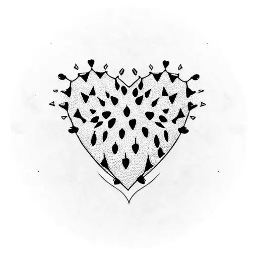 heart shaped potted prickly pear cactus blooming black and white tattoo tattoo design idea