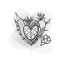 heart shaped potted prickly pear cactus blooming black and white tattoo tattoo design idea