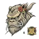 chow chow samurai gorilla tattoo design idea