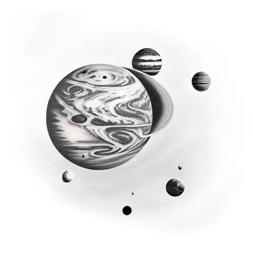 space and planets tattoo design idea