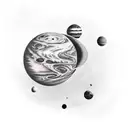 space and planets tattoo design idea