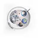 space and planets tattoo design idea