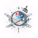 space and planets tattoo design idea