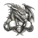 A dragon wearing boxing gloves, ready to fight in the ring tattoo design idea