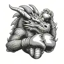 A dragon wearing boxing gloves, ready to fight in the ring tattoo design idea