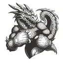 A dragon wearing boxing gloves, ready to fight in the ring tattoo design idea