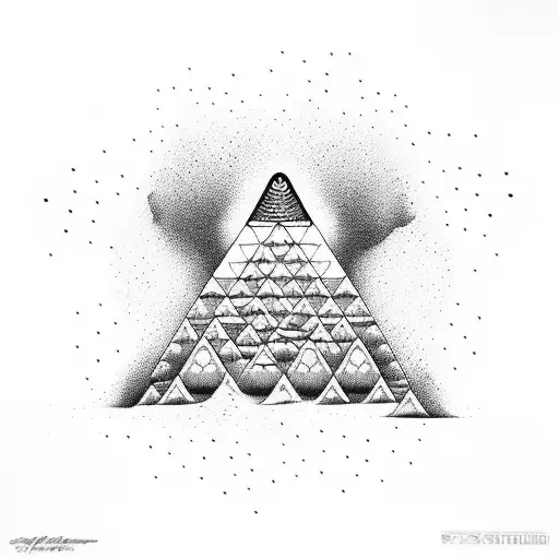 atomic bomb blast behind 3 pyramid  tattoo design idea