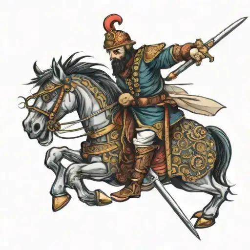 Ottoman warrior wielding a sword tattoo design idea