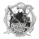 make a devil may cry tattoo for forearm using this quote "Even the devil may cry when he looks around hell and realizes  tattoo design idea