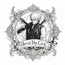make a devil may cry tattoo for forearm using this quote "Even the devil may cry when he looks around hell and realizes  tattoo design idea