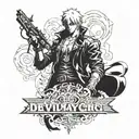 make a devil may cry tattoo for forearm using this quote "Even the devil may cry when he looks around hell and realizes  tattoo design idea