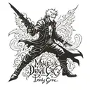 make a devil may cry tattoo for forearm using this quote "Even the devil may cry when he looks around hell and realizes  tattoo design idea