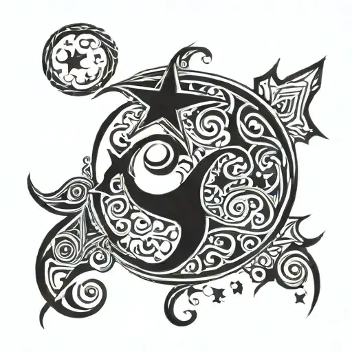 Bosnian crescent moon and star tattoo design idea