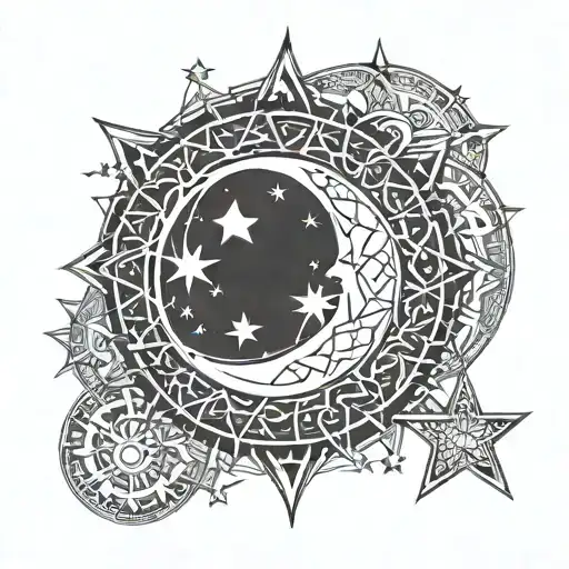 Islamic moon and star tattoo design idea
